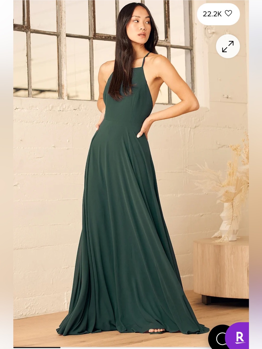 Lulu's Mythical Kind of Love Deep Green Backless Halter Maxi Dress Size Small - Picture 1 of 7